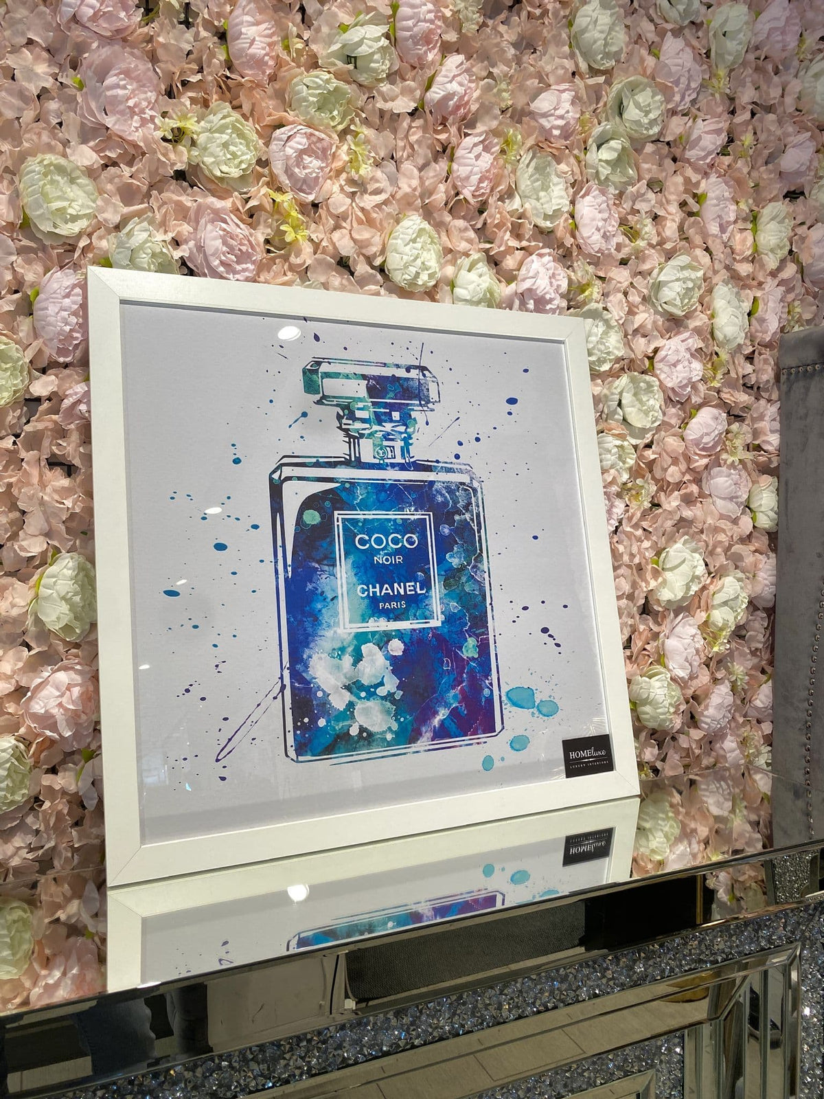 [EKM-AUTOGENERATED]Coco Chanel Blue Perfume Bottle Art With White Frame