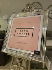 Coco Chanel Pink Wall Art Chrome Step Frame 85Cm X 85 Cm
