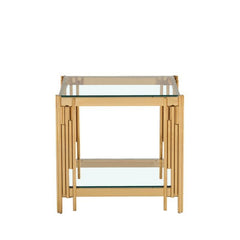 Cohen Gold Steel Tubes & Clear Glass End Table