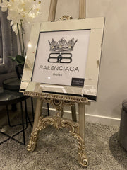 Crown Balenciaga Black Crystal Wall Art Mirror Frame