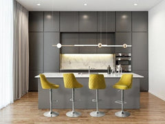 Dalston Barstool Quilted Champagne Velvet