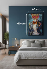 Dapper Leo' Neon LED Wall Art - 40x60cm Leopard in Suit Canvas USB