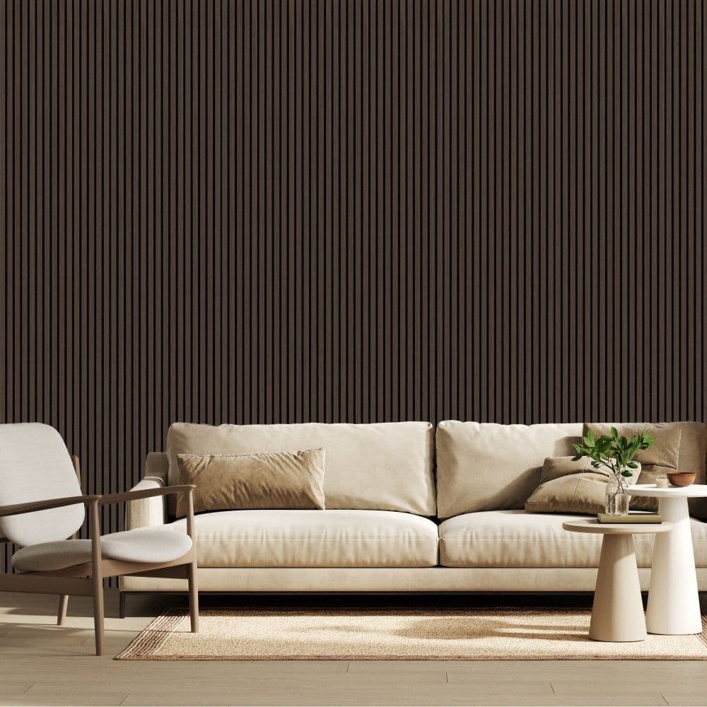 [EKM-AUTOGENERATED]Dark Oak Decorative Acoustic Slat Wall Panel - 2400mm x 600mm - Home Luxe Interior
