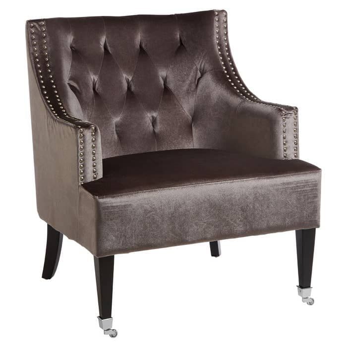 [EKM-AUTOGENERATED]Darlington Grey Velvet Chair- Home Luxe Interior