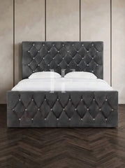 Luxury Diamond Tufted Crystal Chesterfield Upholstered Bed Frame