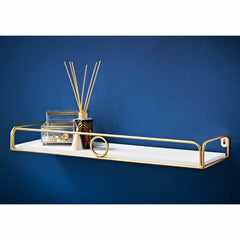 [EKM-AUTOGENERATED]Deco Glamour Shelf With Gold Ring 60Cm - White
