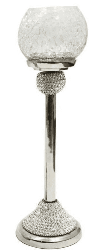 [EKM-AUTOGENERATED]Diamante Crackle Glass Tea Light Holder Large