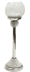 [EKM-AUTOGENERATED]Diamante Crackle Glass Tea Light Holder Large