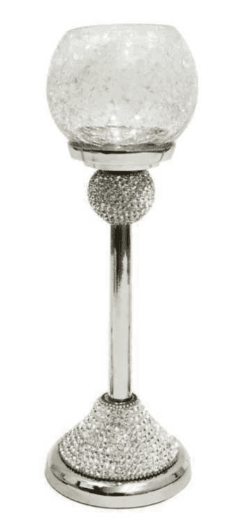[EKM-AUTOGENERATED]Diamante Crackle Glass Tea Light Holder Med