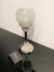 [EKM-AUTOGENERATED]Diamante Crackle Glass Tea Light Holder Small