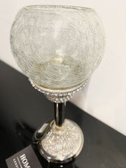 Diamante Crackle Glass Tea Light Holder Small