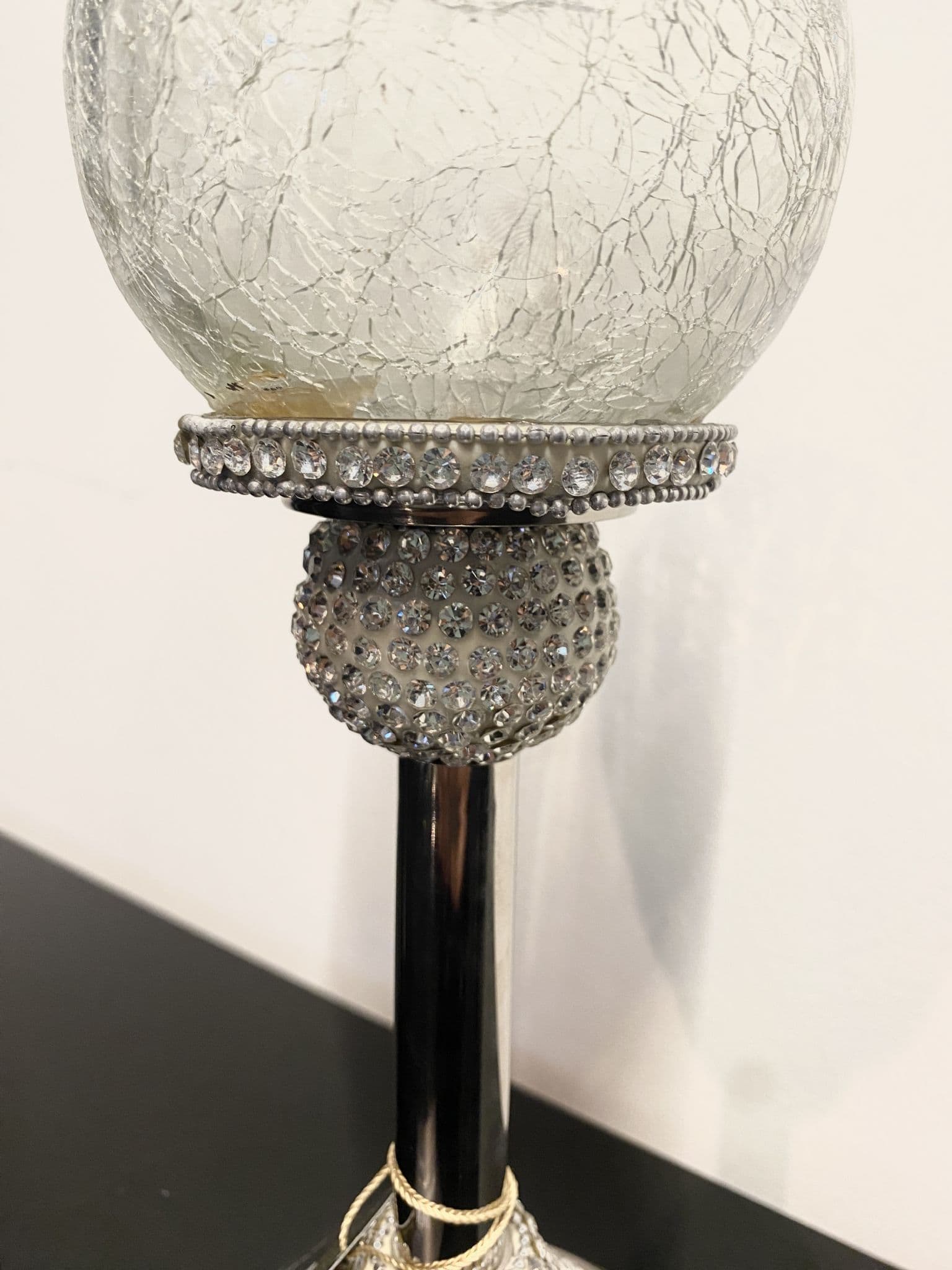 Diamante Crackle Glass Tea Light Holder Small