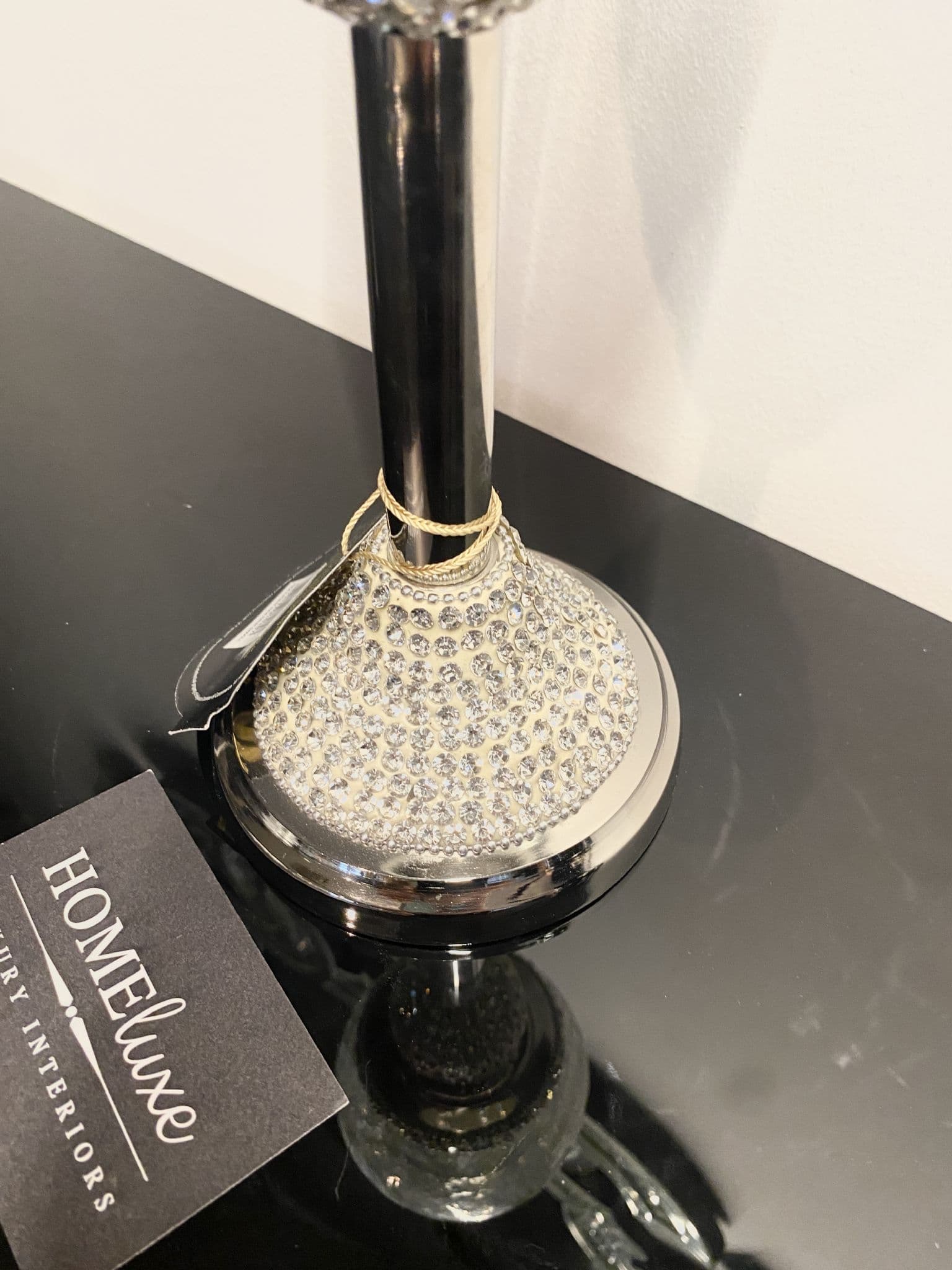 Diamante Crackle Glass Tea Light Holder Small