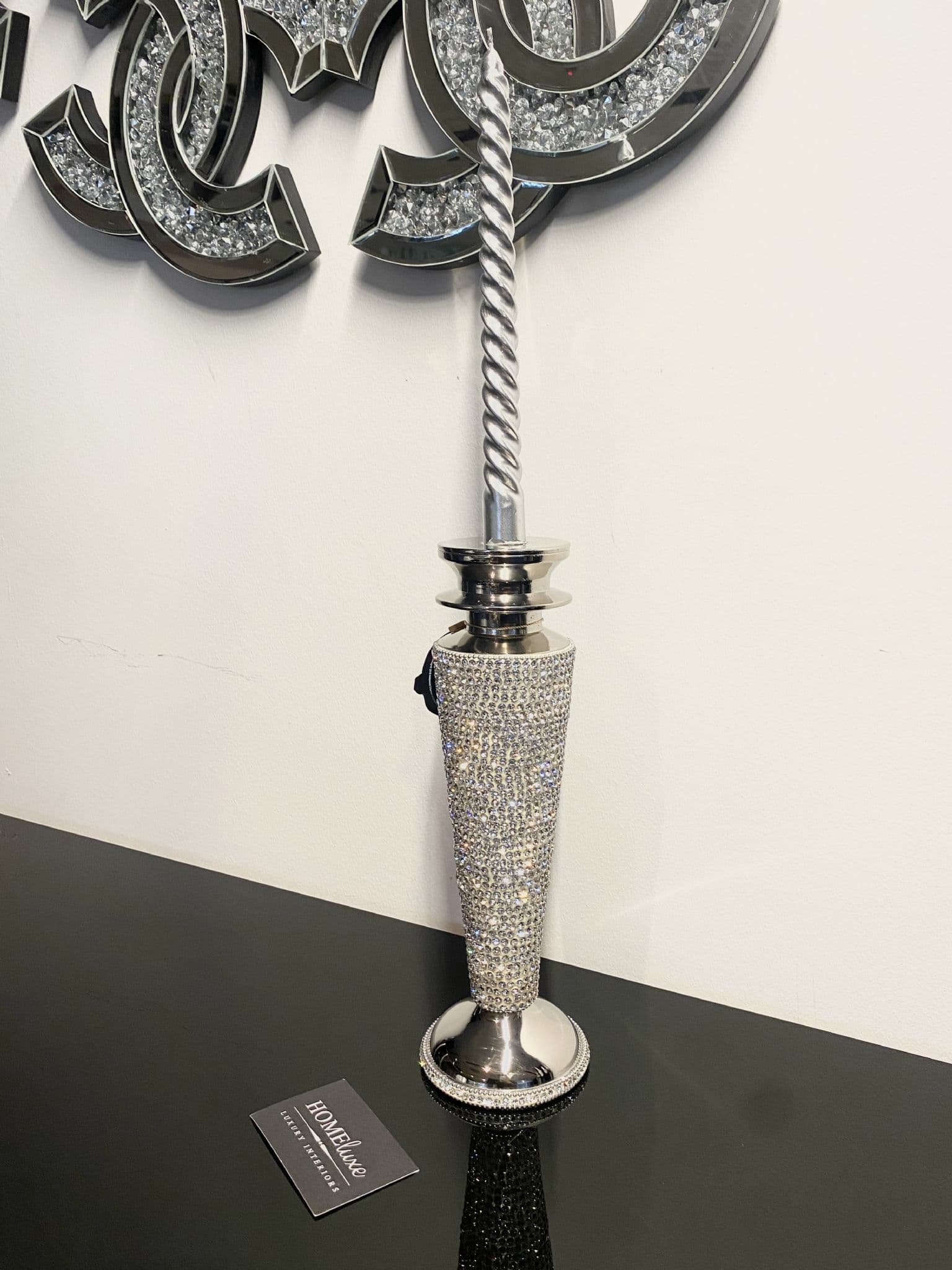 [EKM-AUTOGENERATED]Diamante Dazzle Silver Candle Holder Large