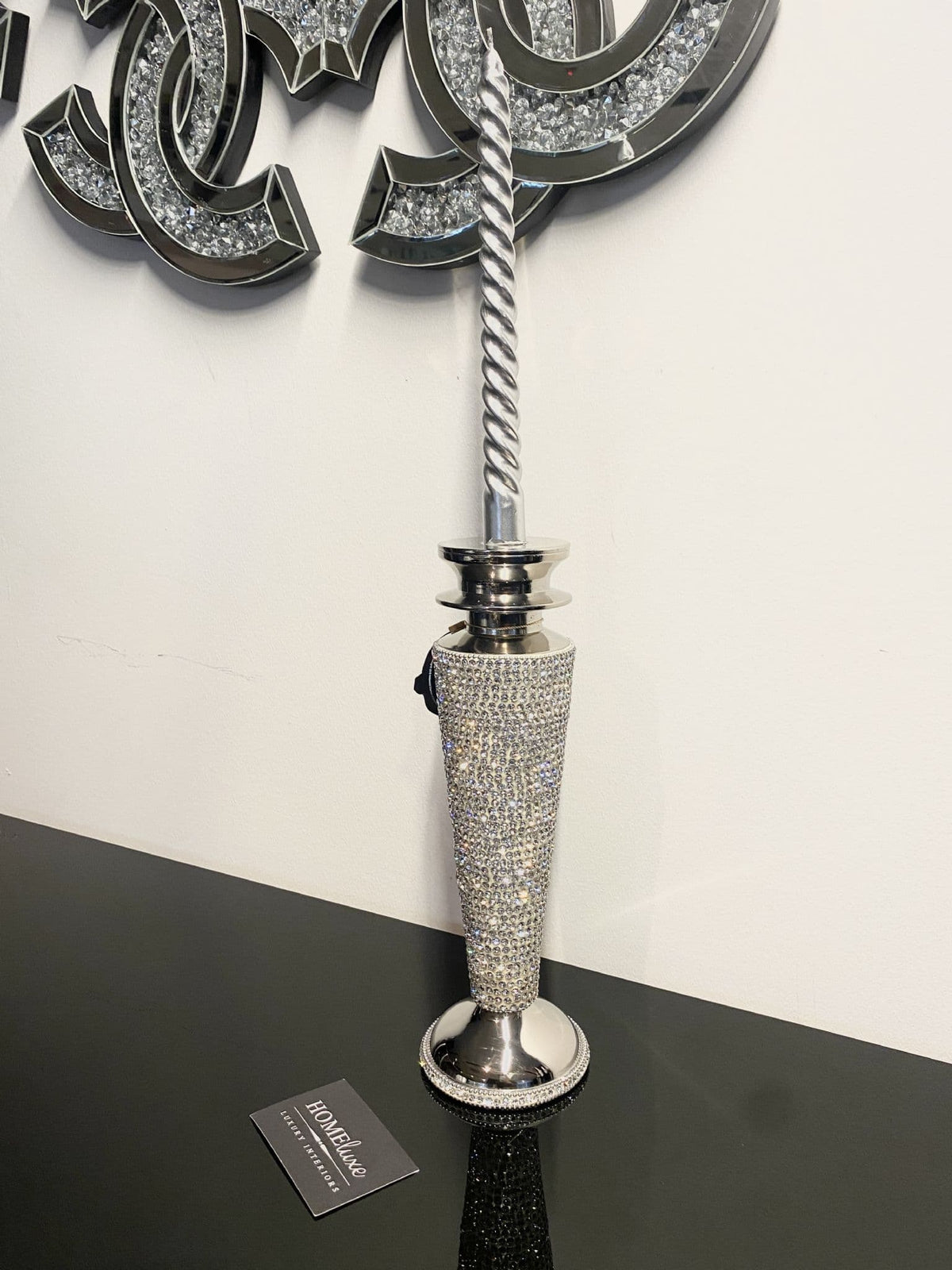[EKM-AUTOGENERATED]Diamante Dazzle Silver Candle Holder Large