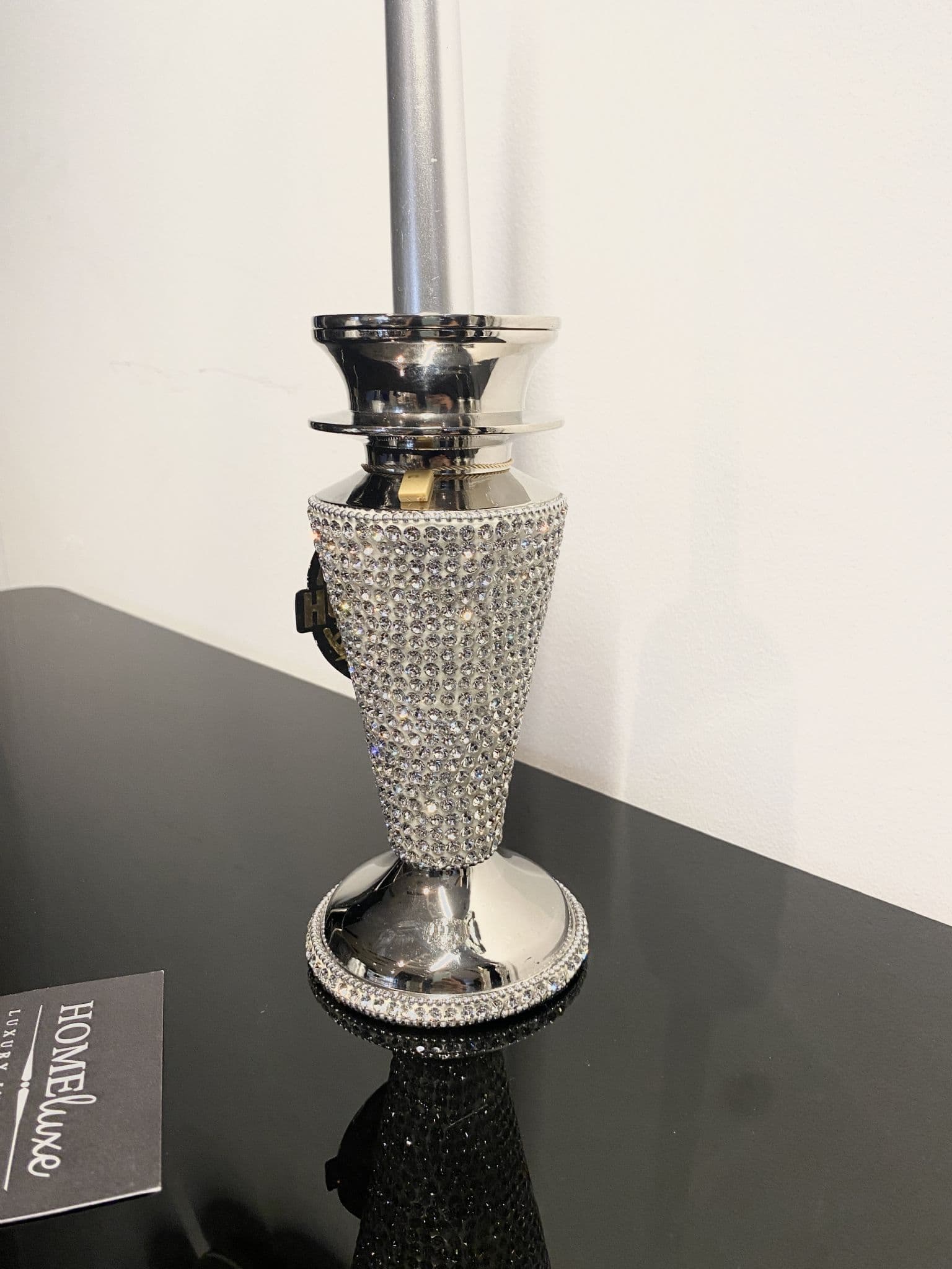 Diamante Dazzle Silver Candle Holder Medium