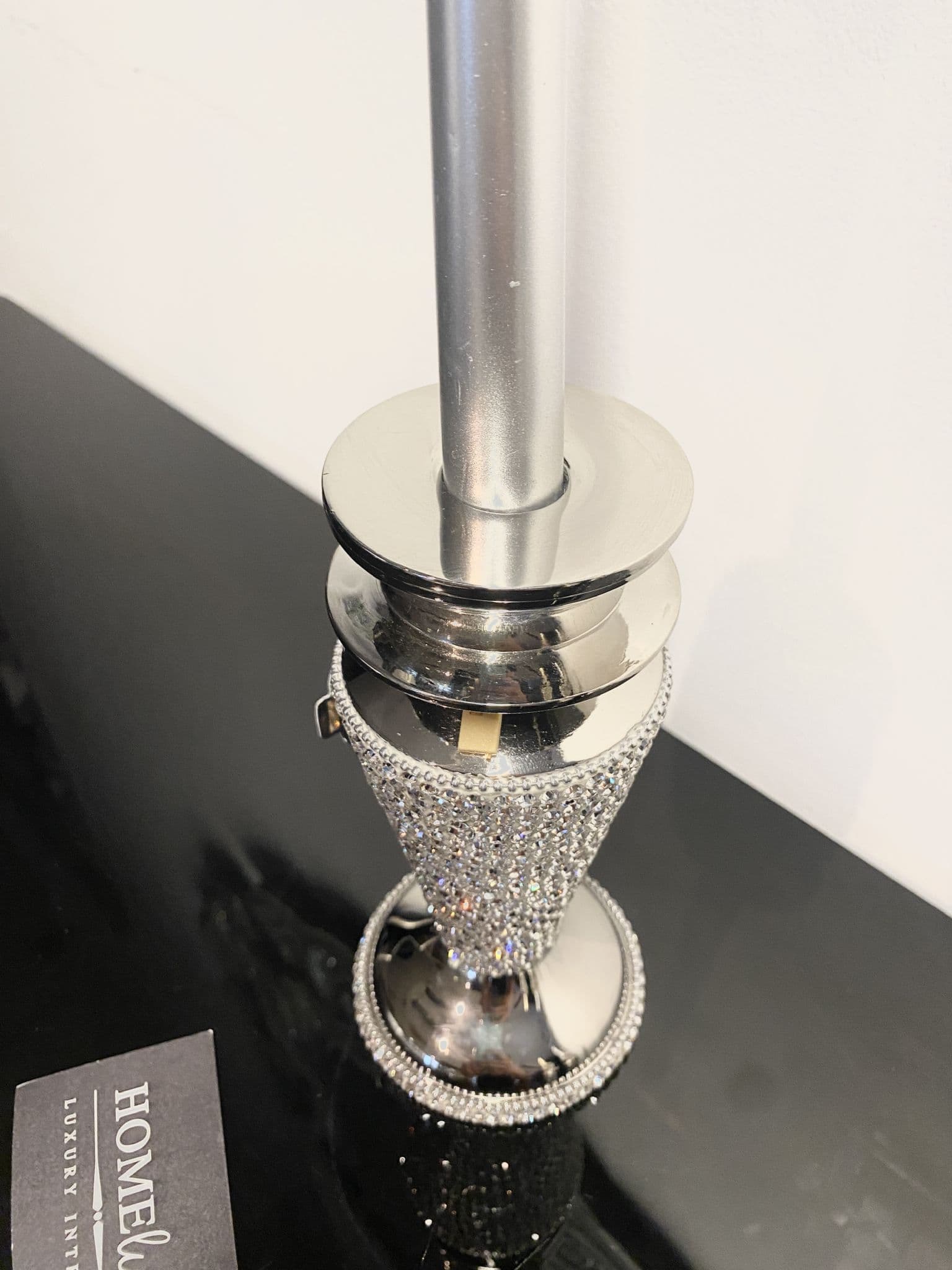 Diamante Dazzle Silver Candle Holder Medium