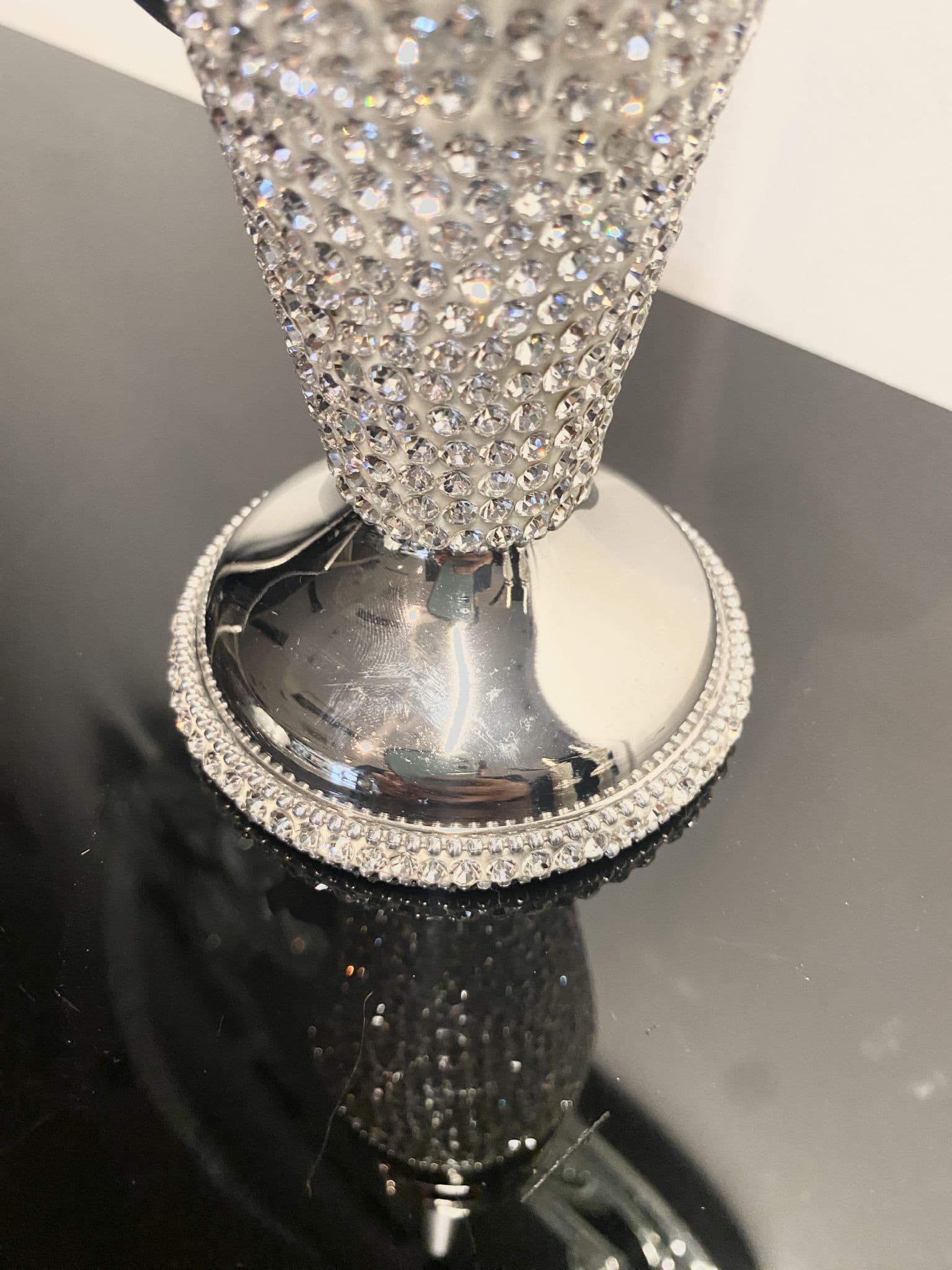 Diamante Dazzle Silver Candle Holder Medium