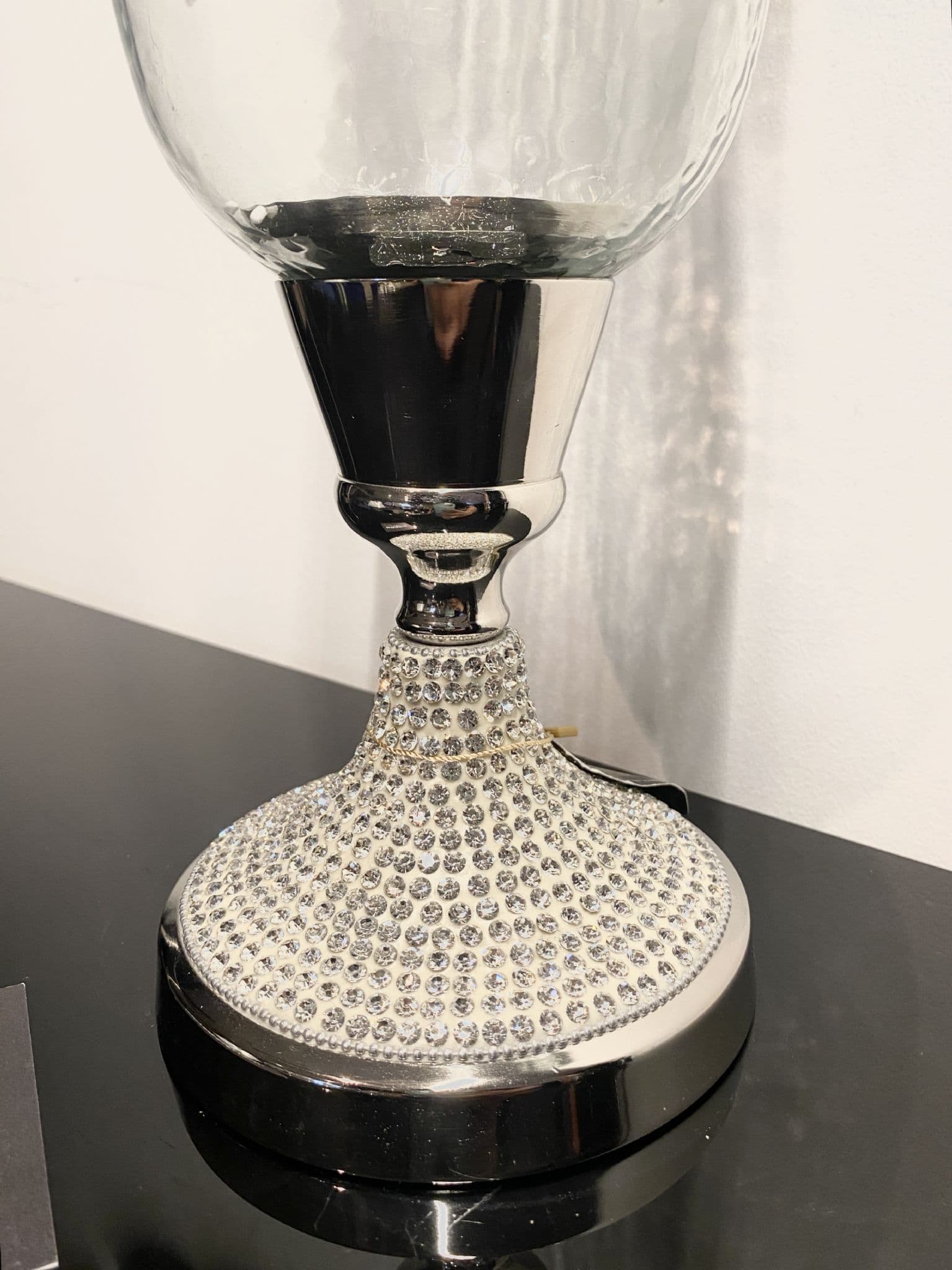 Diamante Glass Hurricane Candle Holder