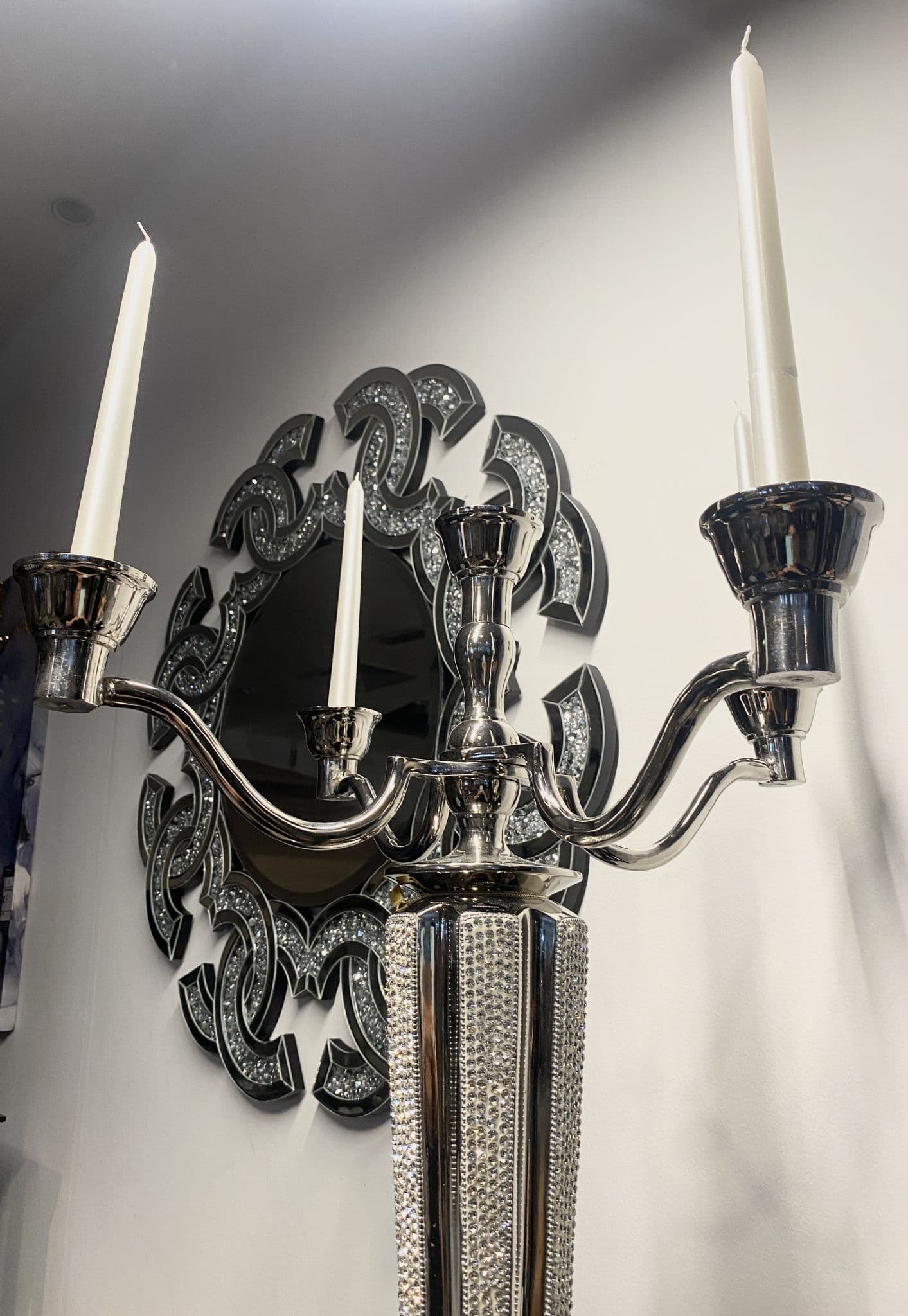 Diamante Silver 5 Arm Candelabra 90Cm