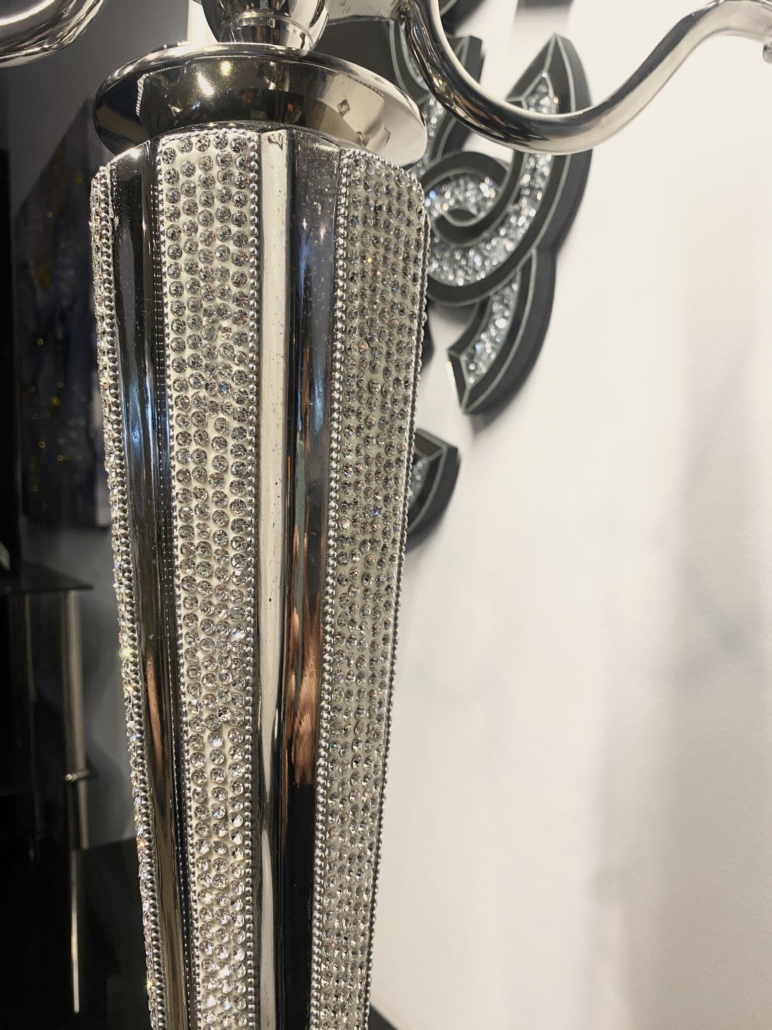 Diamante Silver 5 Arm Candelabra 90Cm