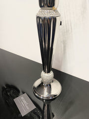 Diamante Silver Fluted Hurricane Candle Holder