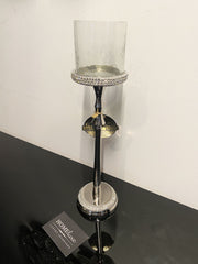 [EKM-AUTOGENERATED]Diamante Silver Slimline Glass Candle Holder Large