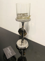 [EKM-AUTOGENERATED]Diamante Silver Slimline Glass Candle Holder Medium