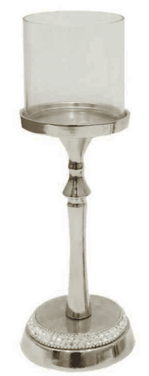 [EKM-AUTOGENERATED]Diamante Silver Slimline Glass Candle Holder Small