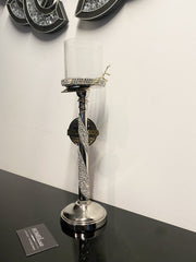 [EKM-AUTOGENERATED]Diamante Silver Twist Glass Candle Holder Medium