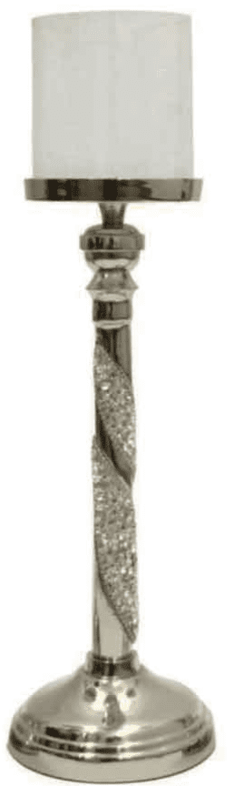 [EKM-AUTOGENERATED]Diamante Silver Twist Glass Candle Holder Small