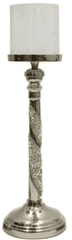 [EKM-AUTOGENERATED]Diamante Silver Twist Glass Candle Holder Small