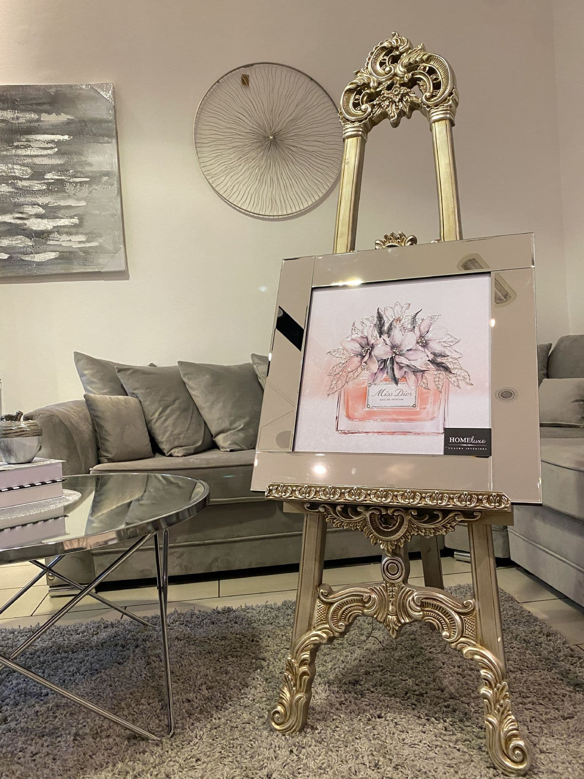 [EKM-AUTOGENERATED]Dior Perfume With Flower Wall Art Mirror Frame