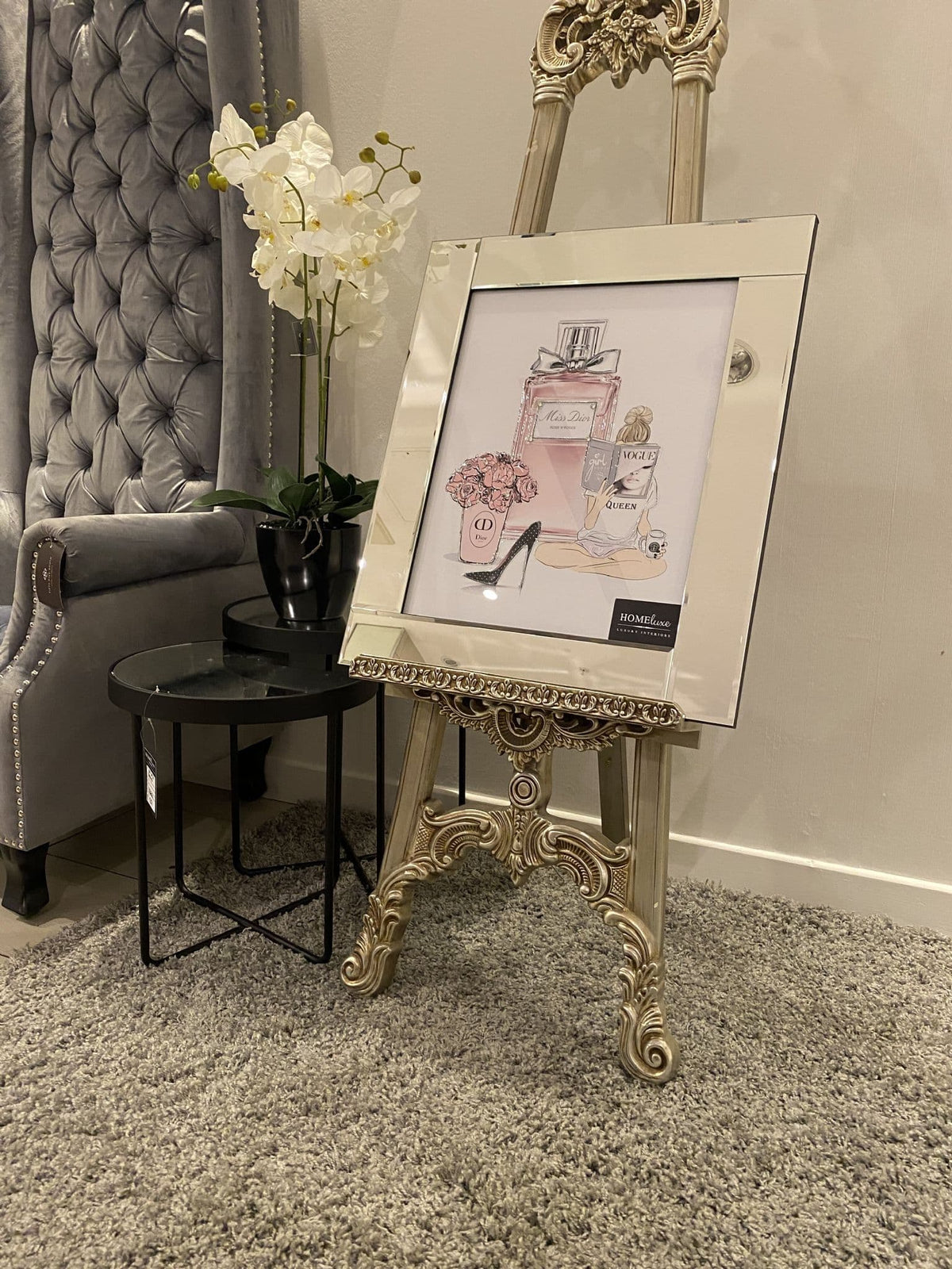 [EKM-AUTOGENERATED]Dior Pink Perfume Bottle Wall Art Mirror Frame