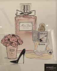 Dior Pink Perfume Bottle Wall Art Mirror Frame