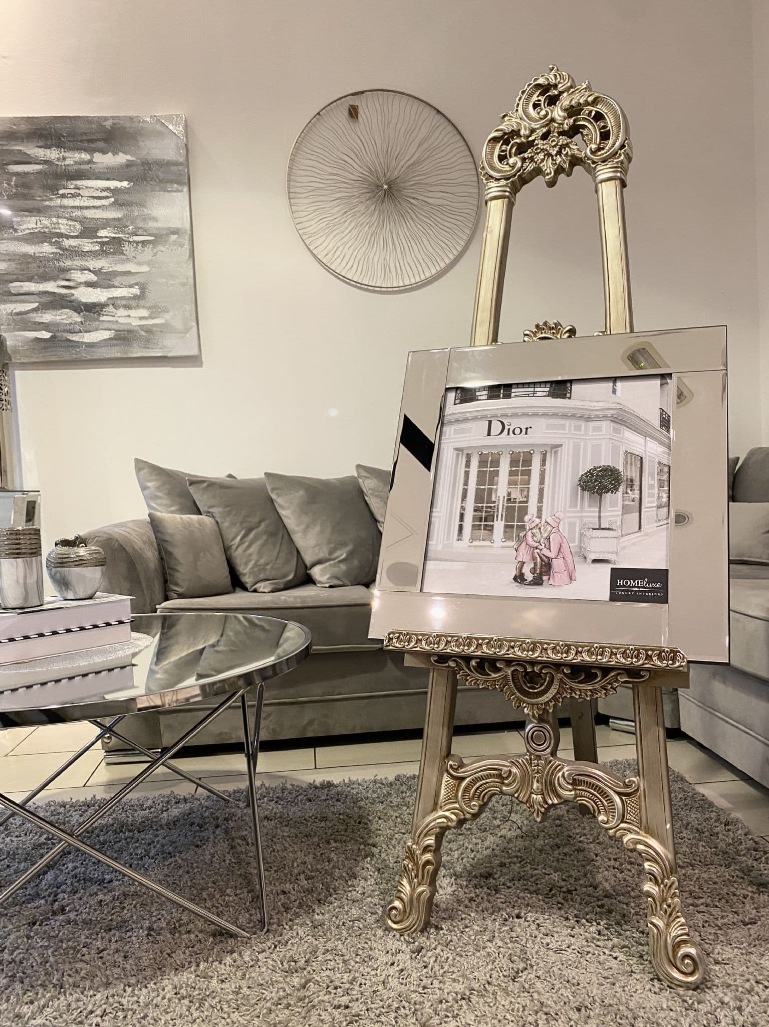 [EKM-AUTOGENERATED]Dior Shopfront Pink Winter Wall Art Mirror Frame