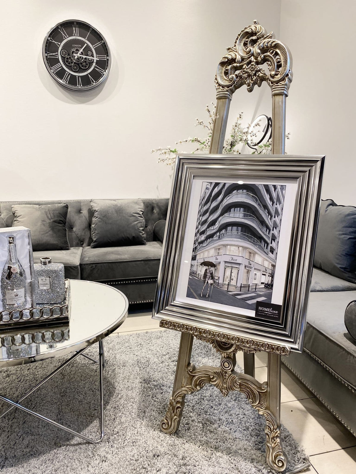 [EKM-AUTOGENERATED]Dior Shopfront Wall Art Chrome Frame