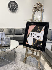 [EKM-AUTOGENERATED]Dior With Geo Art Pink Wall Art Black Frame