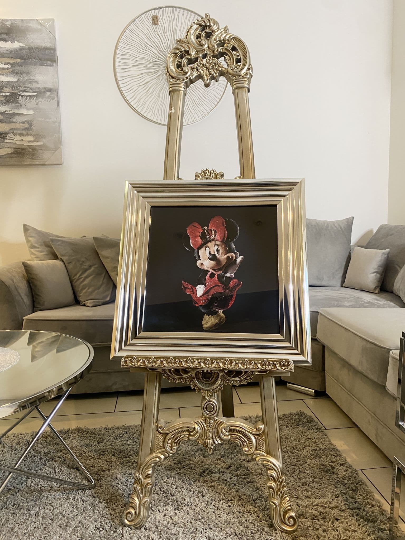 [EKM-AUTOGENERATED]Disney Minnie Mouse Wall Art Chrome Frame 55Cm X 55Cm