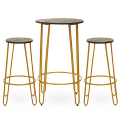 [EKM-AUTOGENERATED]District 3Pc Gold Finish Bar Table Stool Set Home Luxe Interior