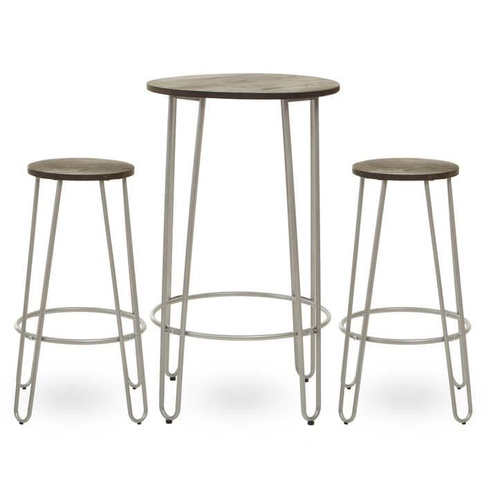 [EKM-AUTOGENERATED]District 3Pc Silver Frame Bar Table Stool Set Home Luxe Interior