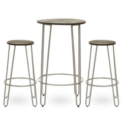 [EKM-AUTOGENERATED]District 3Pc Silver Frame Bar Table Stool Set Home Luxe Interior