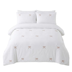 Gaveno Cavailia Pink Bow Embroidered Double Duvet Cover Bedding Set