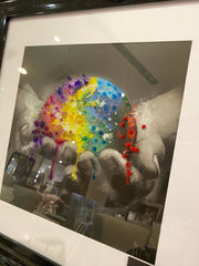 Earth Hands Multicolour Wall Art Black Step Frame