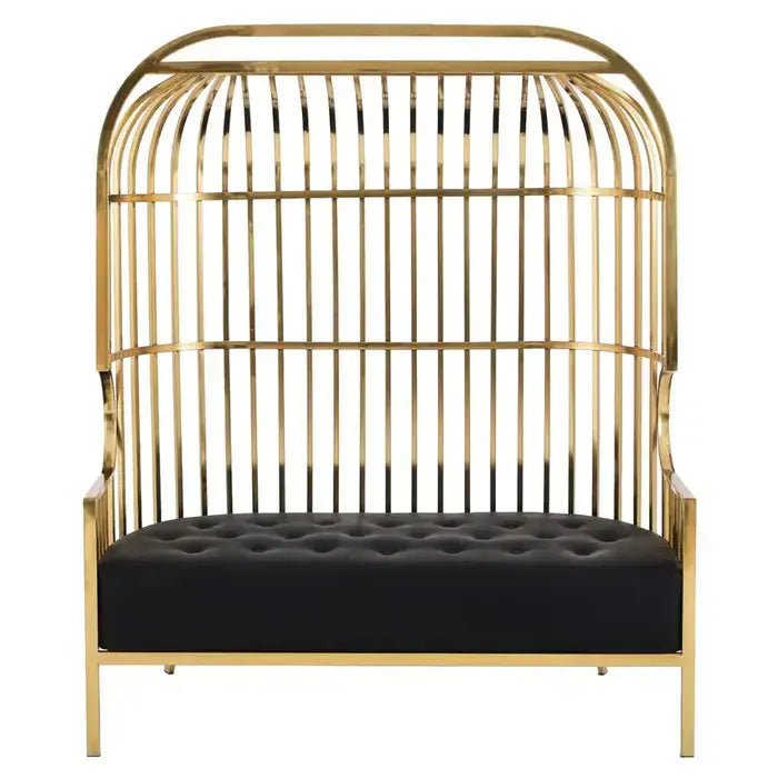 [EKM-AUTOGENERATED]Eliza Two Seat Dome Cage Gold Finish Sofa