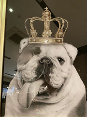 English Bulldog Family Boy With Crown Wall Art Champagne Frame 85Cm X 85Cm