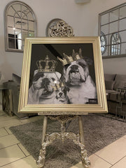 [EKM-AUTOGENERATED]English Bulldog Family Boys With Crown Wall Art Champagne Step Frame 115Cm X 65Cm