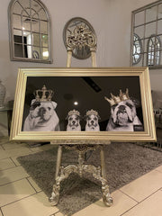 [EKM-AUTOGENERATED]English Bulldog Family Girl With Crown Wall Art Champagne Frame 85Cm X 85Cm