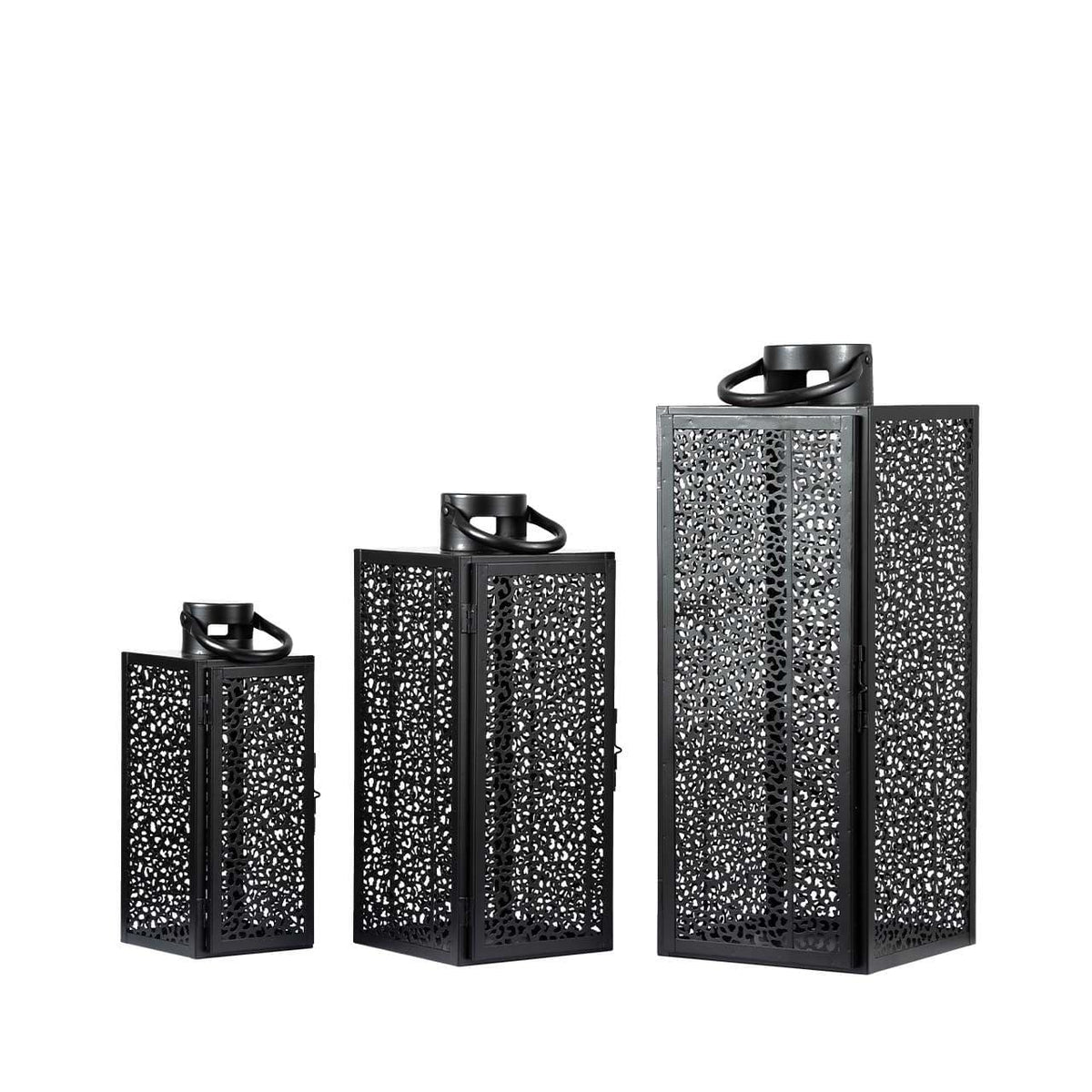 [EKM-AUTOGENERATED]Esme Set of 3 Black Steel Lanterns