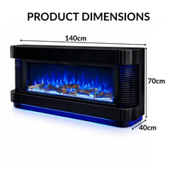 LED Color Changing Fireplace Heater with Bluetooth Entertainment and USB - Black